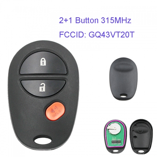 MK190070 2+1 Button 315MHZ Remote Key Control for T-oyota SIENNA 2004 - 2011 Car Key Fob FCCID GQ43VT20T