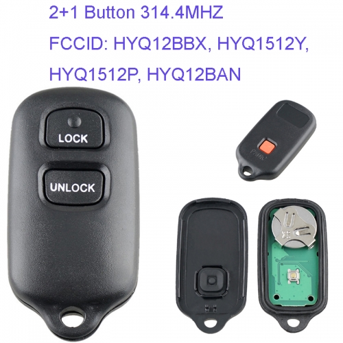 MK190048 2+1 Button 314.4MHZ Remote Key Control for T-oyota FCC ID HYQ12BBX HYQ1512P