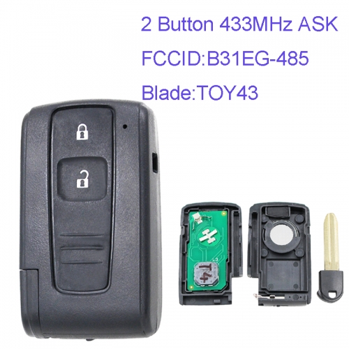 MK190106 2 Button 433MHz Smart Key for T-oyota Prius 2004-2009 FCC ID B31EG-485 MOZB31EG TOY43