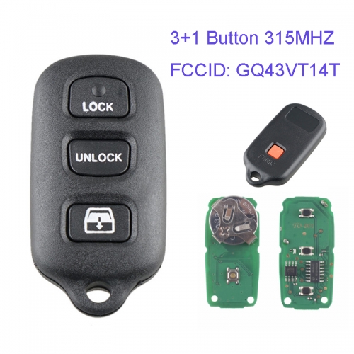 MK190047 3+1 Button 315MHZ Remote Key Control for T-oyota Camry 2000 - 2006 FCC ID GQ43VT14T