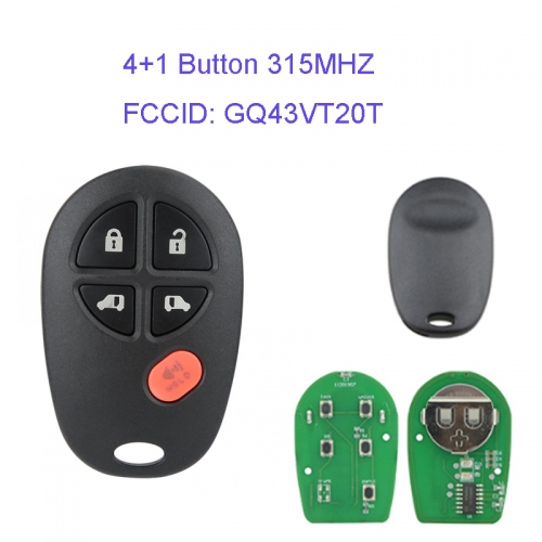 MK190072 4+1 Button 315MHZ Remote Key Control for T-oyota Tundra Car Key Fob FCCID GQ43VT20T