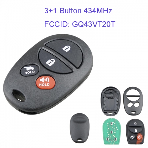 MK190071 3+1 Button 434MHZ Remote Key Control for T-oyota Highlander Sequoia Tundra Car Key Fob FCCID GQ43VT20T