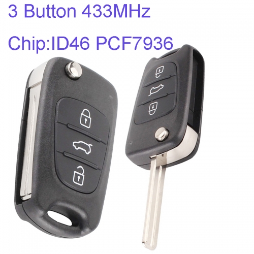 MK140024 3 Button 433MHz Flip Folding Key with id46 Chip for H-yundai i30 ix35 Auto Car Key