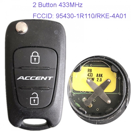 MK140037 2 Button 433MHz Remote Control Flip Folding Key for H-yundai Accent Car Key Fob Remote 95430-1R110