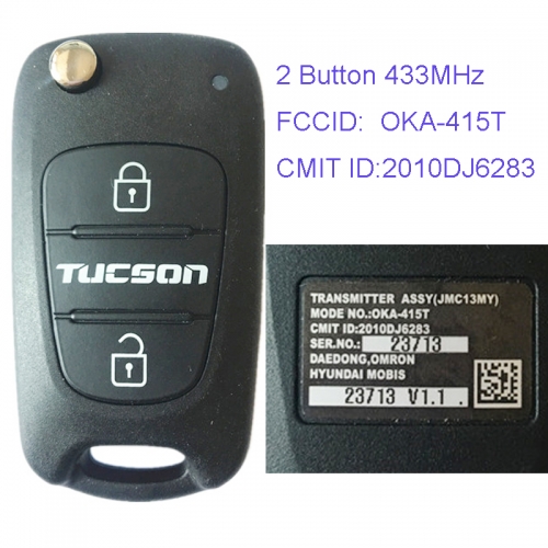 MK140029 2 Button 433MHz Remote Control Flip Key for H-yundai Tucson Car Key Fob Remote FCCID OKA-415T