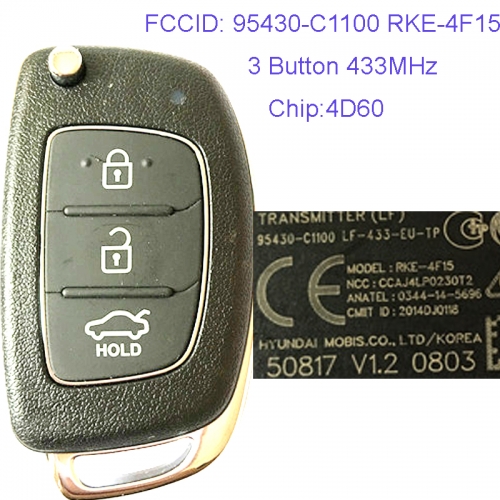 MK140056 3 Button 433MHz Remote Control Flip Folding Key for H-yundai Sonata 2015 Car Key Fob 95430-C1100