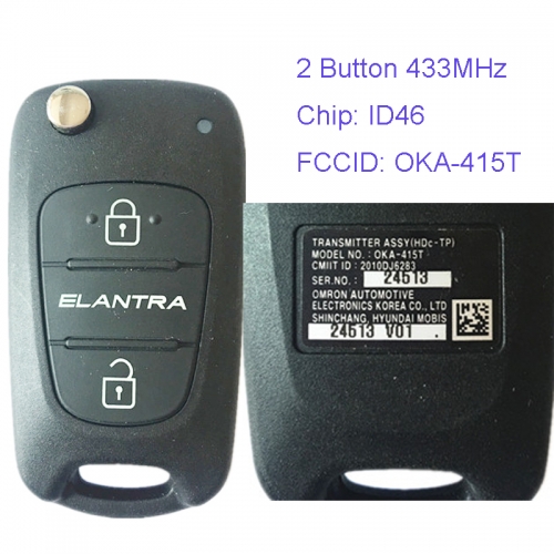 MK140027 2 Button 433MHz Remote Control for H-yundai Elantra Car Key Fob Remote FCCID OKA-415T