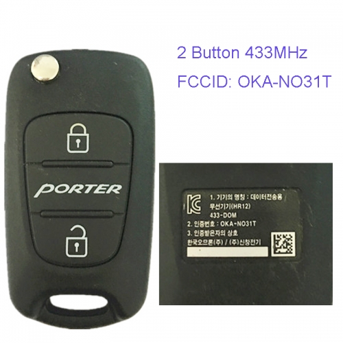 MK140035 2 Button 433MHz Remote Control Flip Folding Key for H-yundai Car Key Fob Remote OKA-NO31T