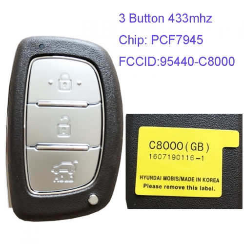 MK140096 3 Button 433mhz Smart Remote Control Key for H-yundai i20 2013 + Remote 95440-C8000
