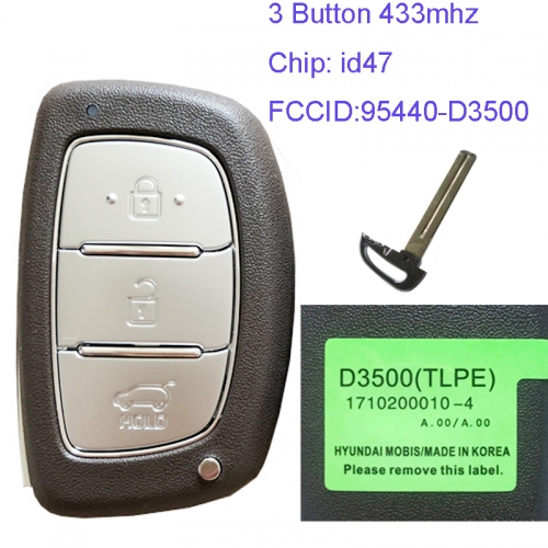 MK140098 3 Button 433mhz Smart Remote Control Key for H-yundai Tucson 2019 Remote 95440-D3500