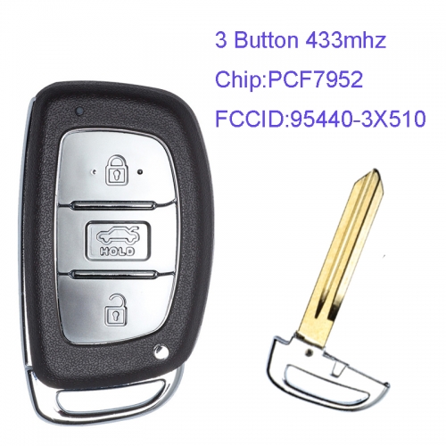 MK140086 3 Button 433mhz Smart Remote Control Key for H-yundai Elantra 2013+ Remote 95440-3X510 PCF7952