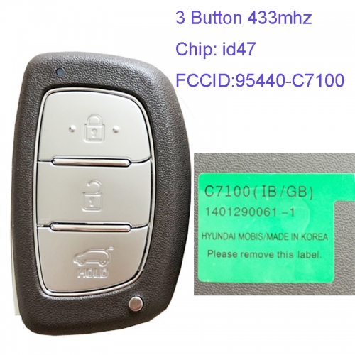 MK140099 3 Button 433mhz Smart Remote Control Key for H-yundai I20 2018 Remote 95440-C7100