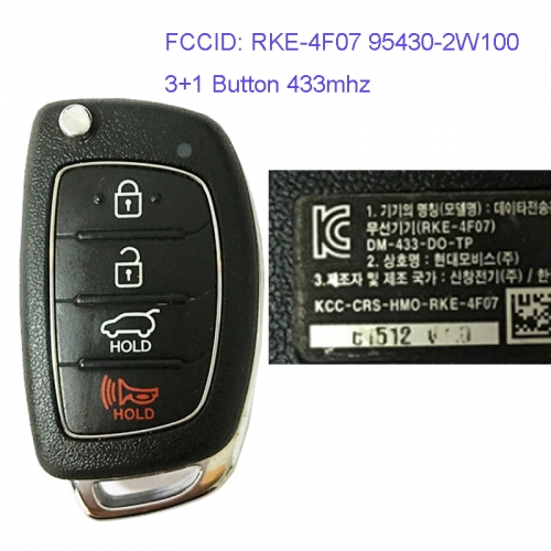 MK140079 3+1 Button 433mhz Remote Control Flip Key for H-yundai Santafeh 2013-2016 Remote RKE-4F07 95430-2W100