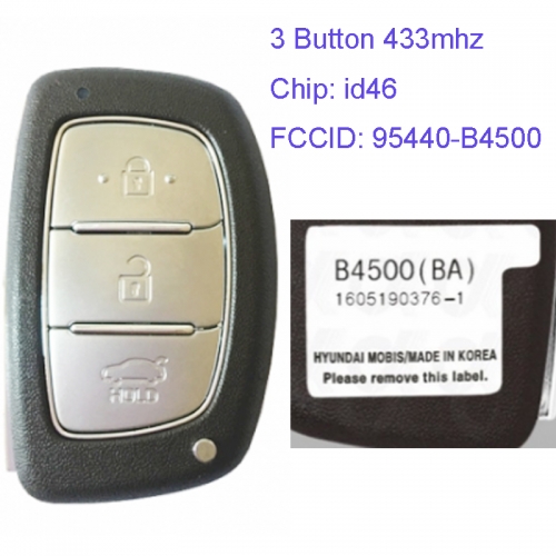 MK140090 3 Button 433mhz Smart Remote Control Key with 46 chip for H-yundai I10 Accent 2013-2015 Remote 95440-B4500