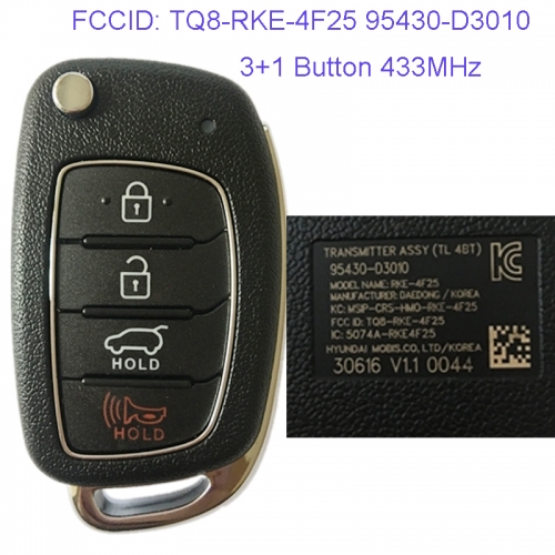 MK140067 3+1 Button 433MHz Remote Control Flip Key for H-yundai Tucson 2016 Remote FCCID TQ8-RKE-4F25 95430-D3010