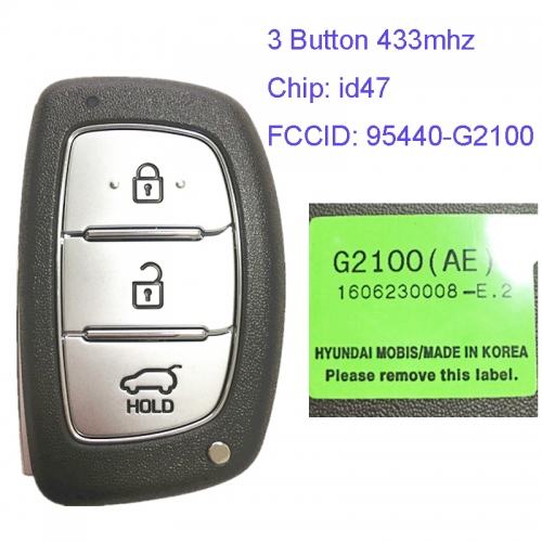MK140091/MK140092  3 Button 433mhz Smart Remote Control Key for H-yundai Ioniq 2016 Remote 95440-G2100