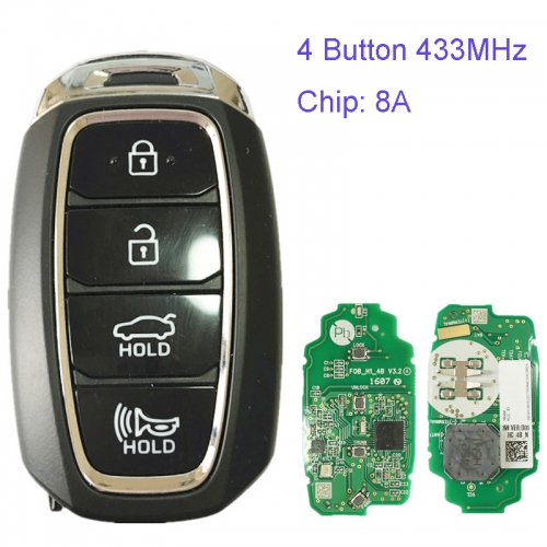 MK140109 4 Button 433MHz Smart Key for H-yundai IX35 2018 Car Key Fob 8A chip Remote Keyless Go