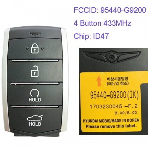 MK140115 4 Button 433MHz Smart Key for H-yundai Genesis 2019 Car Key Fob 95440-G9200  Remote Keyless Go