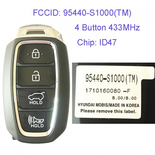 MK140111 4 Button 433MHz Smart Key for H-yundai Car Key Fob 95440-S1000(TM) Remote Keyless Go
