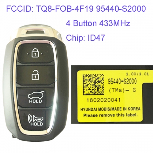 MK140114 4 Button 433MHz Smart Key for H-yundai SANTA FE  Car Key Fob TQ8-FOB-4F19 95440-S2000 Remote Keyless Go