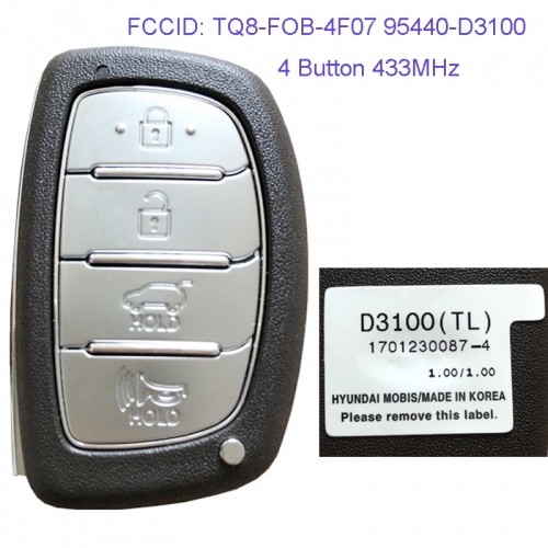 MK140102 4 Button 433MHz Smart Key for H-yundai Tucson 2016-2017 Car Key Fob Remote TQ8-FOB-4F07 95440-D3100