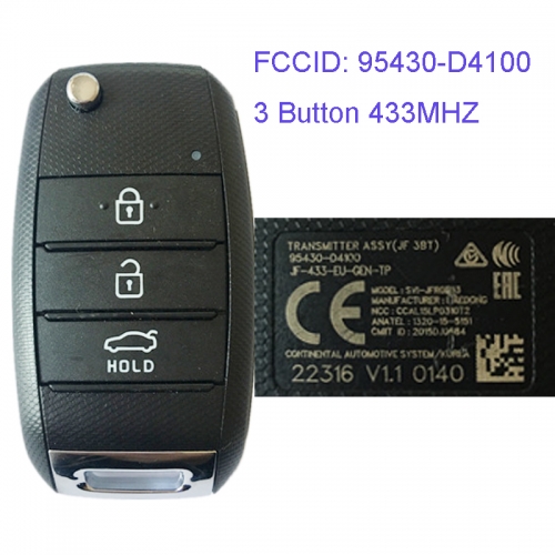 MK130043 3 Button 433MHZ Folding Flip Remote Key Fob for Kia Optima 2016 Car Key Fob 95430-D4100