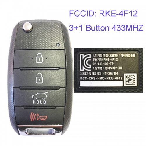MK130035 3+1 Button 433MHZ Folding Flip Remote Key Fob for Kia Car Key Fob RKE-4F12 No Chip