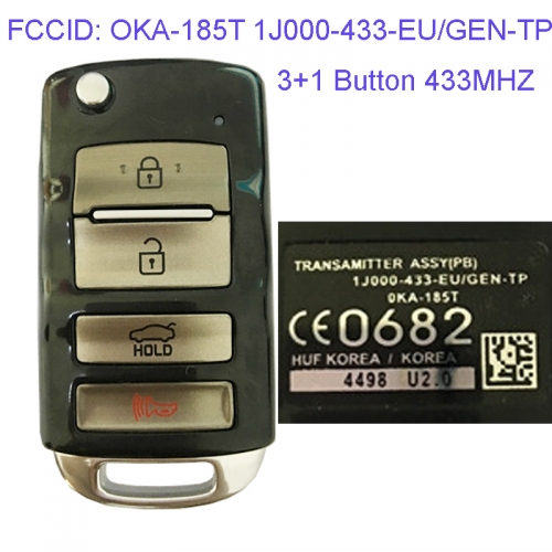 MK130037 3+1 Button 433MHZ Folding Flip Remote Key Fob for Kia Car Key Fob OKA-185T 1J000-433-EU/GEN-TP