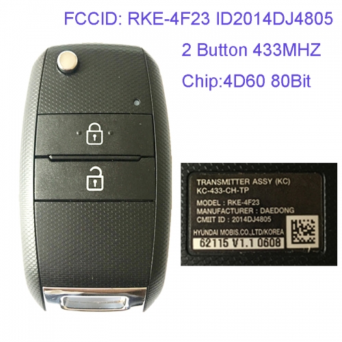 MK130048  2 Button 433MHZ Folding Flip Remote Key Fob for Kia Car Key Fob RKE-4F23 ID2014DJ4805
