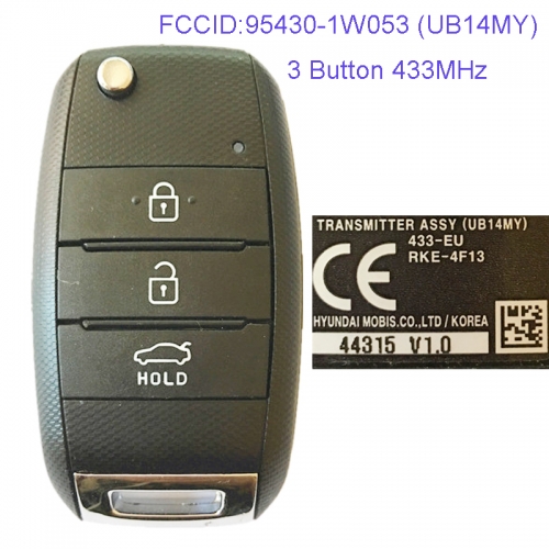 MK130024 3 Button 433MHz Folding Flip Remote Key Fob for Kia Rio 2014 Car Key Fob 95430-1W053 (UB14MY)