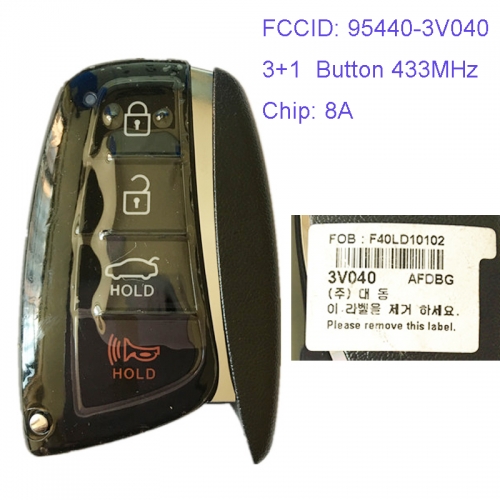 MK140127 3+1 Button 433MHz Smart Key for H-yundai Azera 2016-2017 Car Key Fob 95440-3V040 Remote Keyless Go