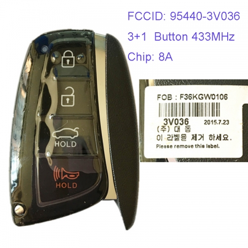 MK140126 3+1 Button 433MHz Smart Key for H-yundai Azera 2016-2017 Car Key Fob 95440-3V036 Remote Keyless Go DD4F0B1406-HG