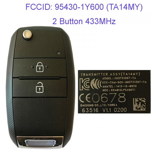 MK130015 2 Button 433MHz Folding Flip Remote Key Fob for Kia Picanto 2014-2016 Car Key Fob 95430-1Y600 (TA14MY)