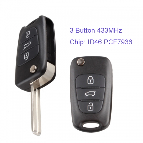 MK130018 3 Button 433MHz Folding Flip Remote Key Fob for Kia K5 Car Key Fob ID46 Chip