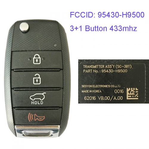 MK130059 3+1 Button 433mhz Folding Flip Remote Key Fob for Kia Car Key Fob 95430-H9500