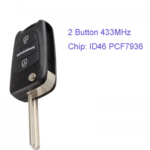 MK130012 2 Button 433MHz Folding Flip Remote Key Fob for Kia Sportage Car Key Fob ID46 Chip