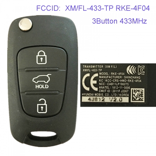 MK130030 3 Button 433MHz Flip Remote Key Fob for Kia Sorento (XM FL) 2012-2013 XM/FL-433-TP RKE-4F04 95430-2P910 95430-2P911