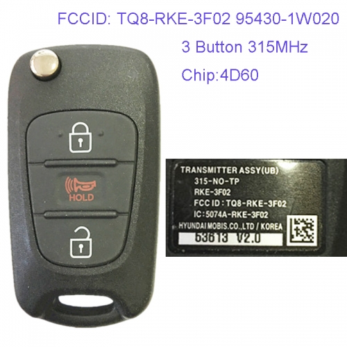MK130031 3 Button 315MHz Folding Flip Remote Key Fob for Kia RIO 2012-2013 Car Key Fob TQ8-RKE-3F02 95430-1W020