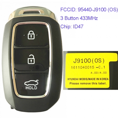 MK140121 3 Button 433MHz Smart Key for H-yundai Kona Car Key Fob 95440-J9100 (OS) Remote Keyless Go