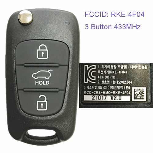 MK130021 3 Button 433MHz Folding Flip Remote Key Fob for Kia Car Key Fob RKE-4F04
