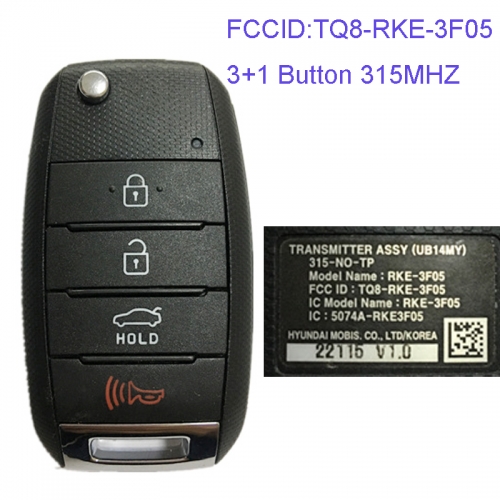 MK130051 3+1 Button 315MHZ Folding Flip Remote Key Fob for Kia Sorento 2013-2015 Car Key Fob TQ8-RKE-3F05