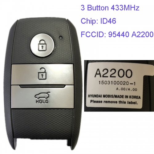 MK130070  3 Button 433MHz Smart Key for Kia Ceed 2015 + 95440 A2200 ID46 Chip Car Key Fob Keyless Go