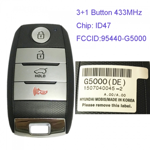 MK130081 3+1 Button 433MHz Smart Key for Kia Niro 2016-2017 95440-G5000 ID47 Chip Car Key Fob Keyless Go
