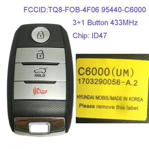MK130082  3+1 Button 433MHz Smart Key for Kia Sorento 2015-2019 TQ8-FOB-4F06 95440-C6000 ID47 Chip Car Key Fob Keyless Go