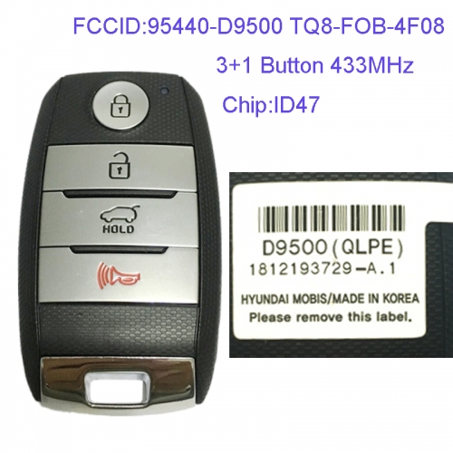 MK130084 3+1 Button 433MHz Smart Key for Kia Sportage 2018-2019 95440-D9500 TQ8-FOB-4F08 ID47 Chip Car Key Fob Keyless Go