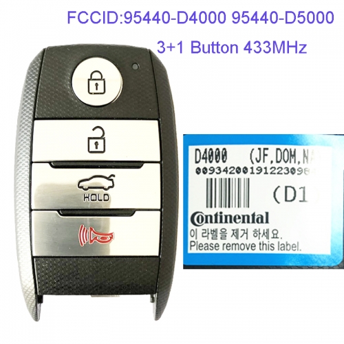 MK130087 3+1 Button 433MHz Smart Key for Kia Optima 2016-2020 95440-D4000 95440-D5000 Car Key Fob Keyless Go
