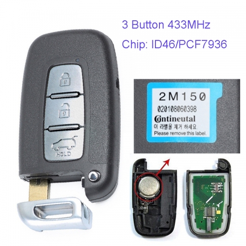 MK130064 3 Button 433MHz Smart Key for Kia K2 K5 New Sportage 2M150 ID46 Chip Car Key Fob