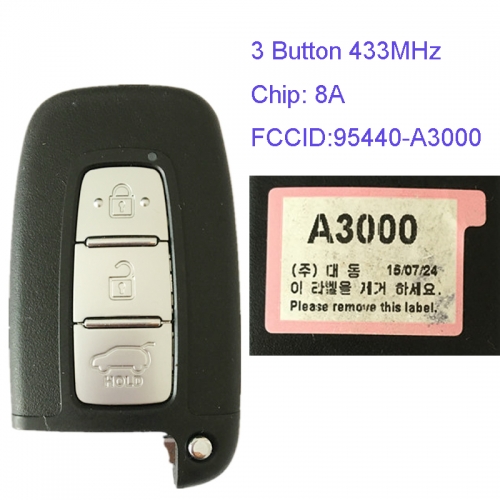 MK130065 3 Button 433MHz Smart Key for Kia 95440-A3000 8A Chip Car Key Fob Keyless Go