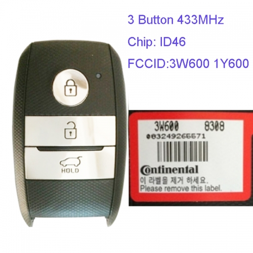 MK130068 3 Button 433MHz Smart Key for Kia sorento K5 3W600 1Y600 95440-2T520 ID46 Chip Car Key Fob Keyless Go