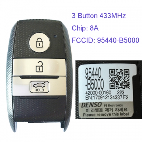 MK130069  3 Button 433MHz Smart Key for Kia K3 95440-B5000 8A Chip Car Key Fob Keyless Go